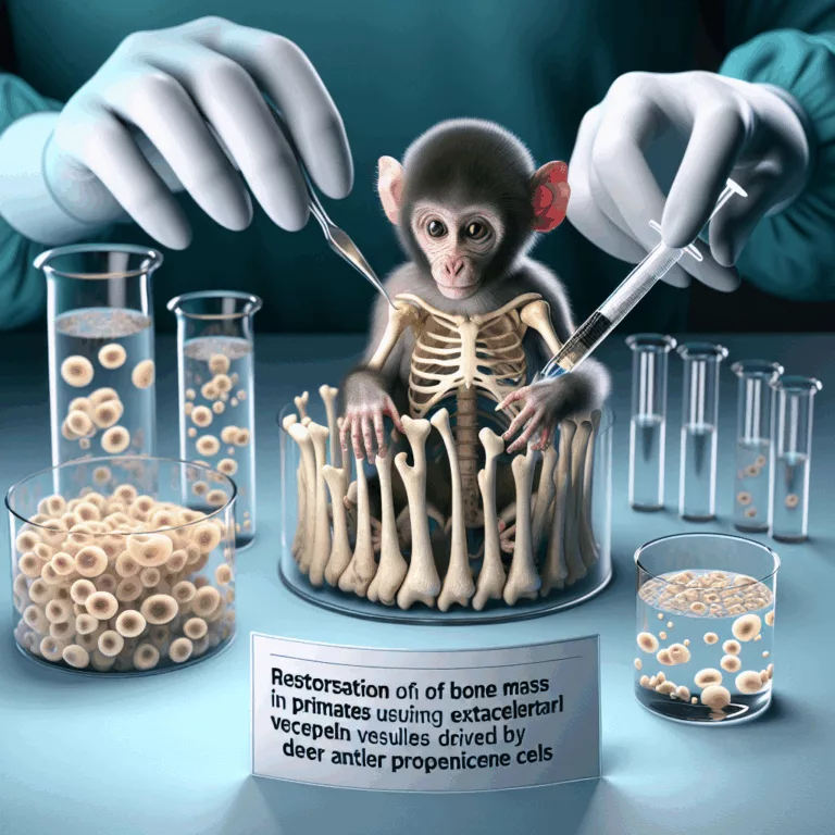 Restauration de la masse osseuse par les vésicules extracellulaires dérivées de cellules progénitrices de bois de cerf chez les primates