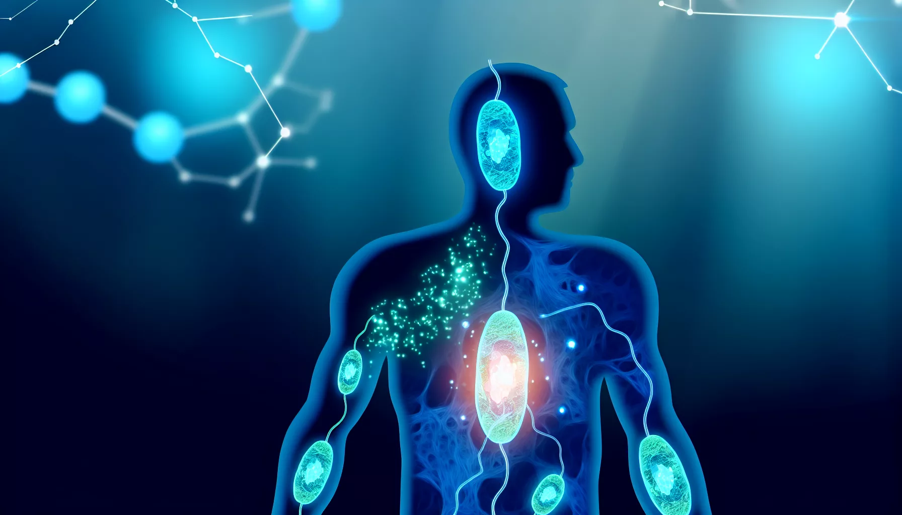 Illustration molécule NMN et conversion en NAD+ pour la longévité
